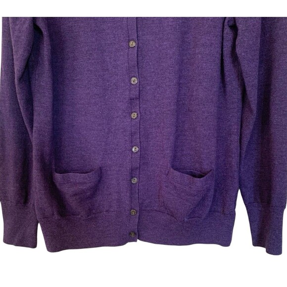 Banana Republic Extra Fine Marino Blend Cardigan Womens Size XL Purple Pockets - Picture 3 of 7